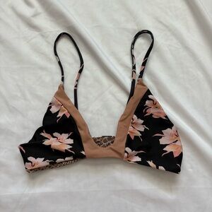 Acacia Swimwear Black and Tan Floral Aloha Top
